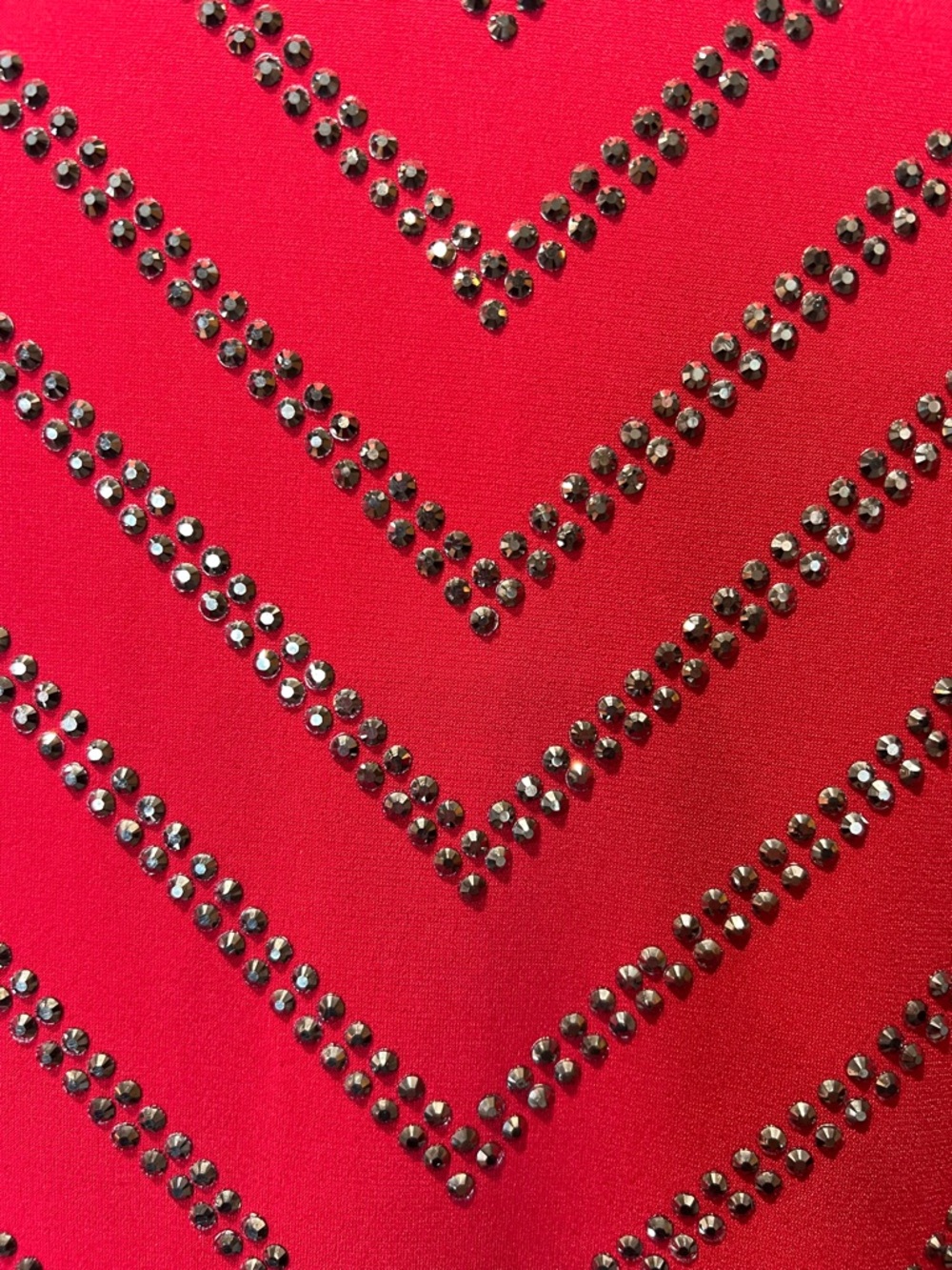 Cache Red V-Neck Rhinestone-Embellished Mini Dress - Picture 2 of 4